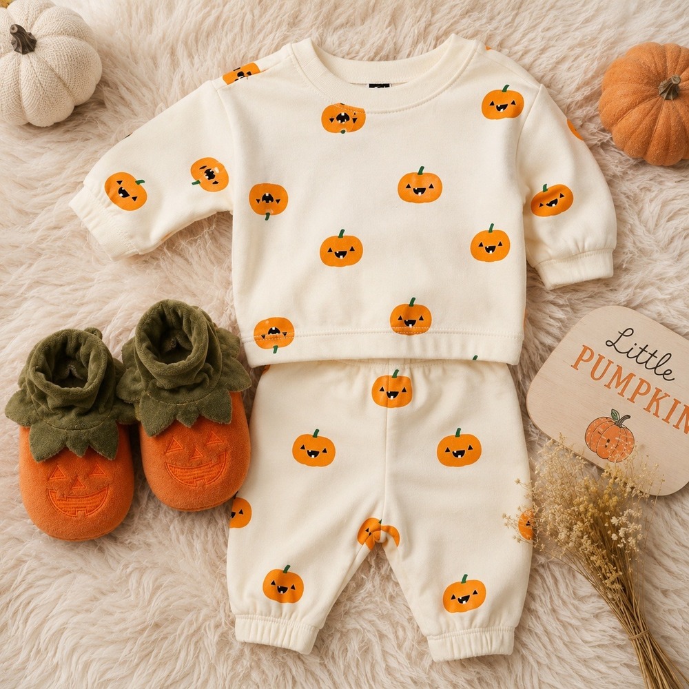 Old Navy Baby‎ Unisex NWT 3-6M 2 pc Pumpkin Jogger & Booties Halloween Set